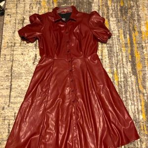 Faux leather, color; Cranberry, Ashley Stewart beautiful Dress - plus size 20